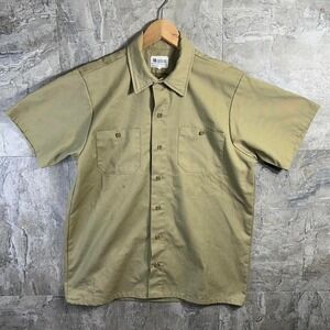 Vintage 1970s khaki cotton work shirt workwear Men's Large